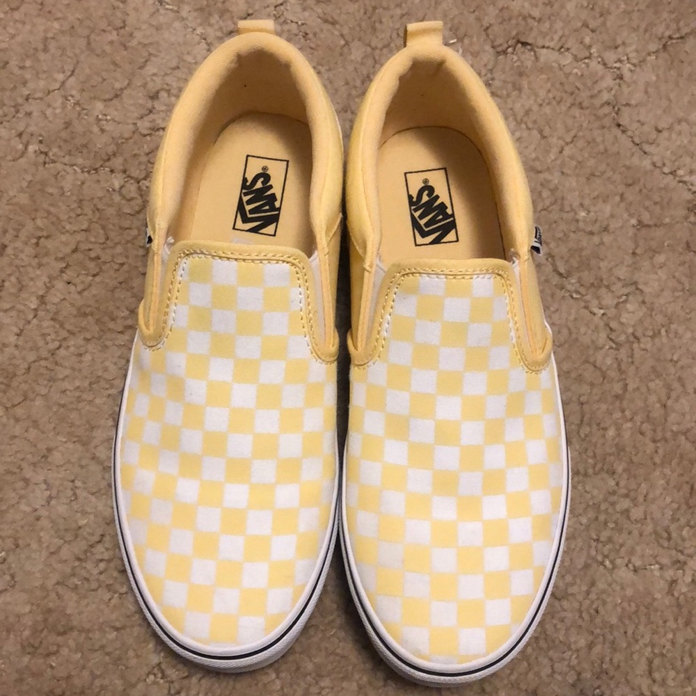 Yellow and white checkered vans